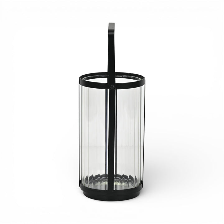 6255BK - Vortial Black Ridged Glass Lantern