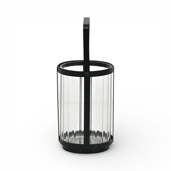 6255BK - Vortial Black Ridged Glass Lantern