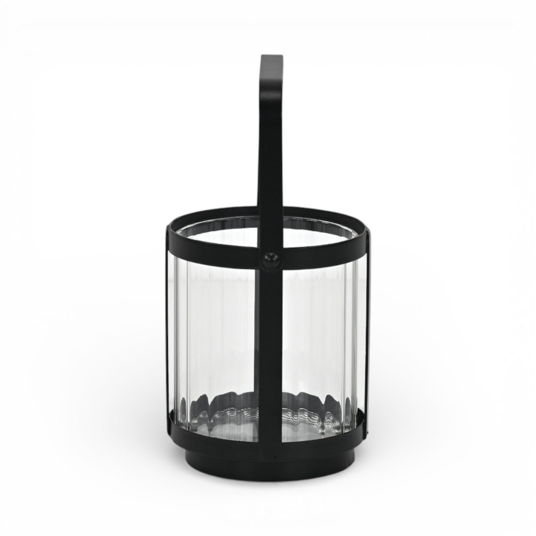 6255BK - Vortial Black Ridged Glass Lantern