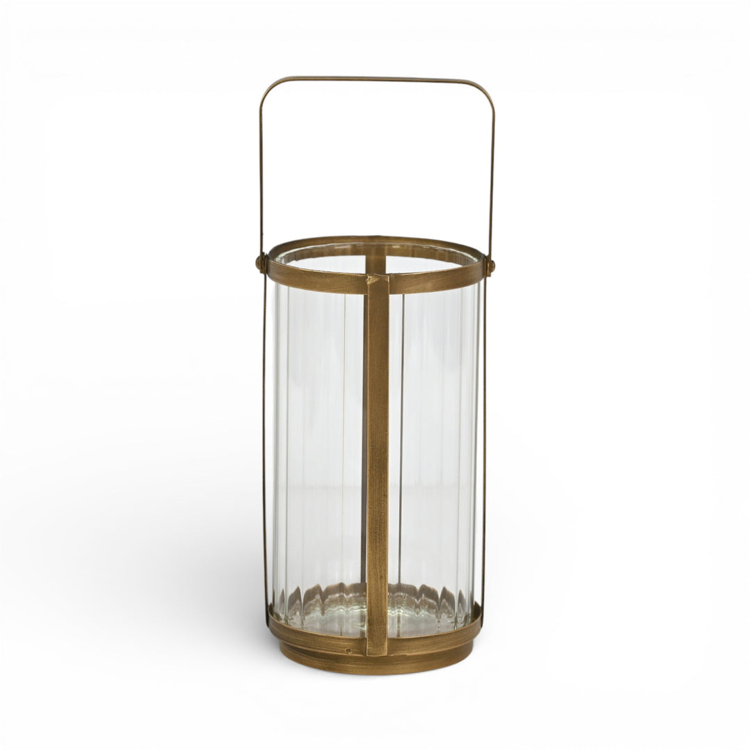 6255GD - Vortial Gold Ridged Glass Lantern