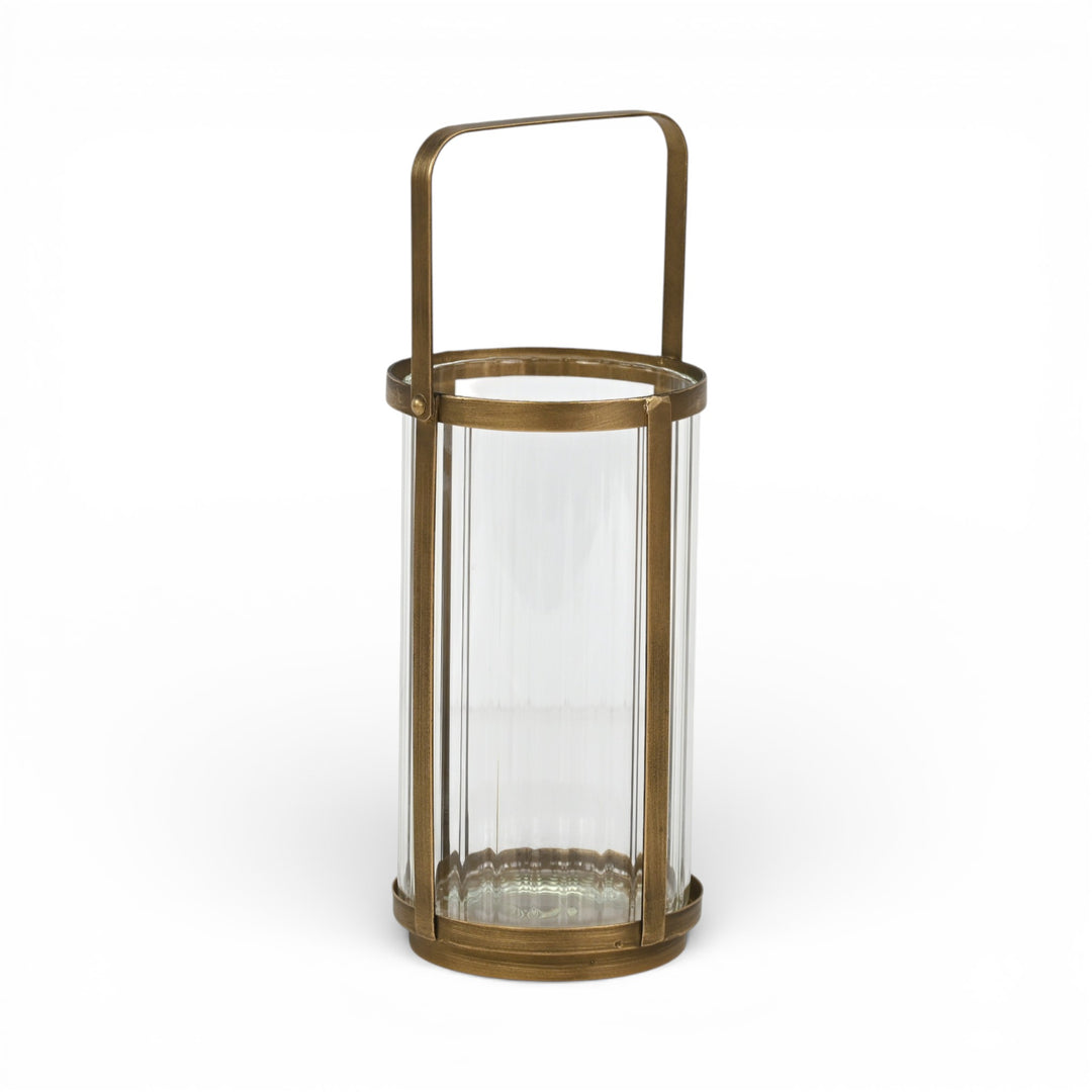 6255GD - Vortial Gold Ridged Glass Lantern