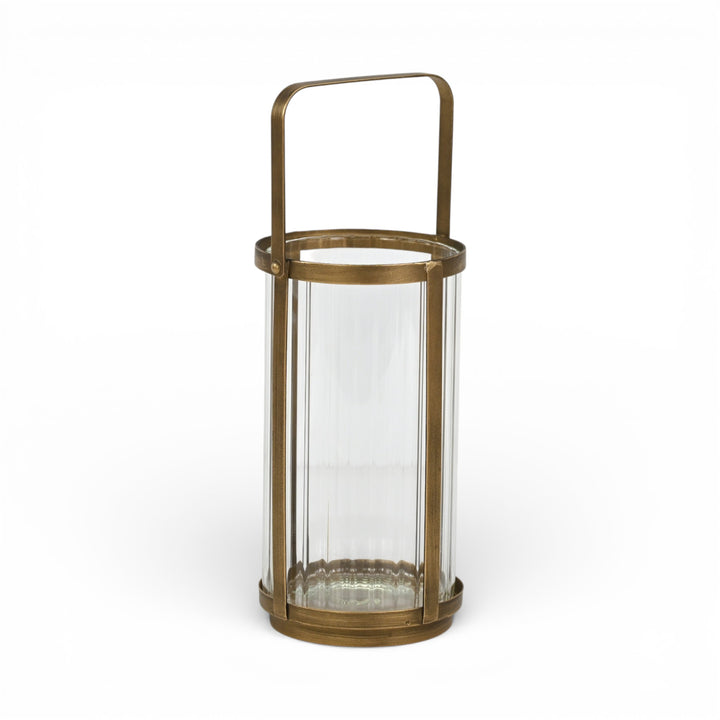 6255GD - Vortial Gold Ridged Glass Lantern
