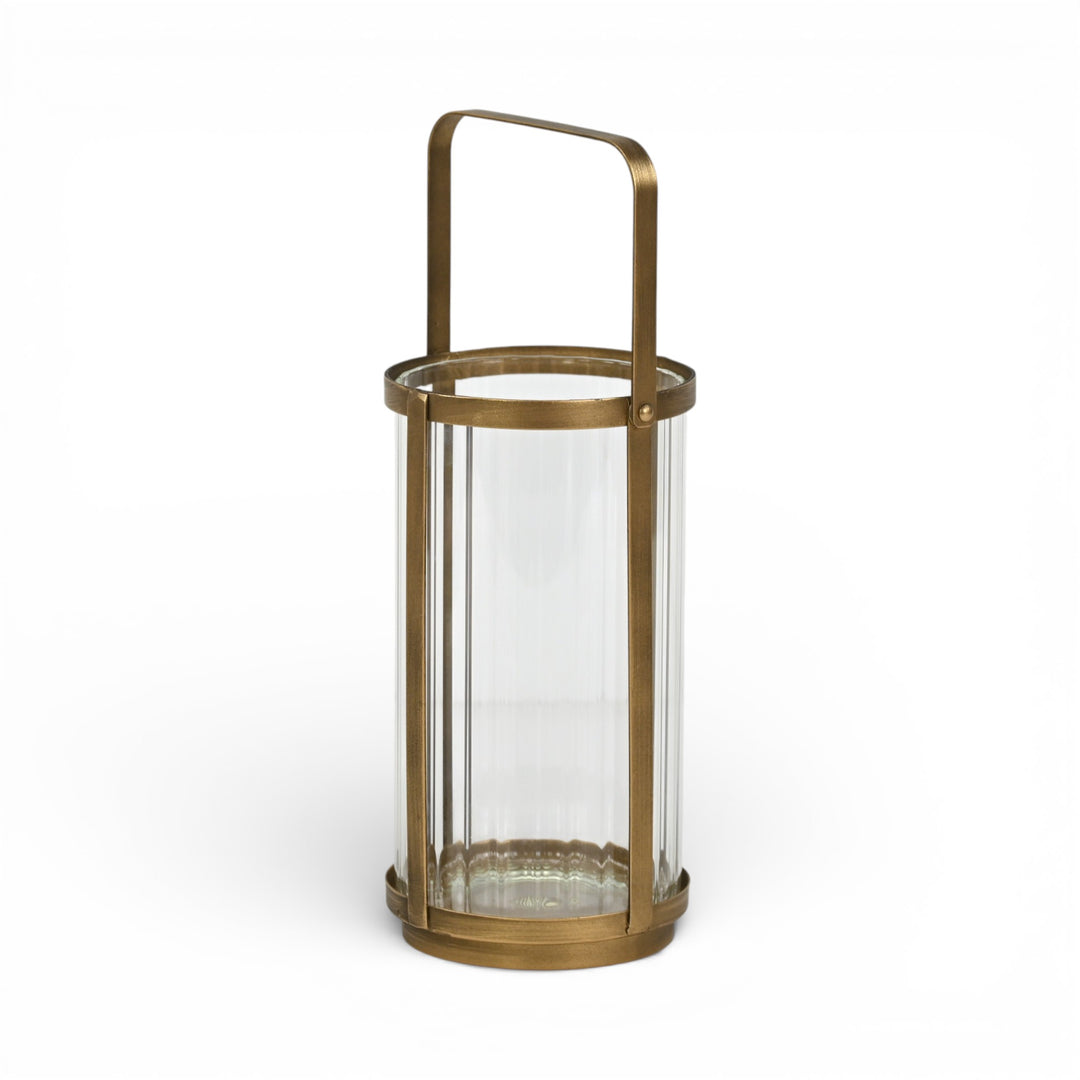 6255GD - Vortial Gold Ridged Glass Lantern