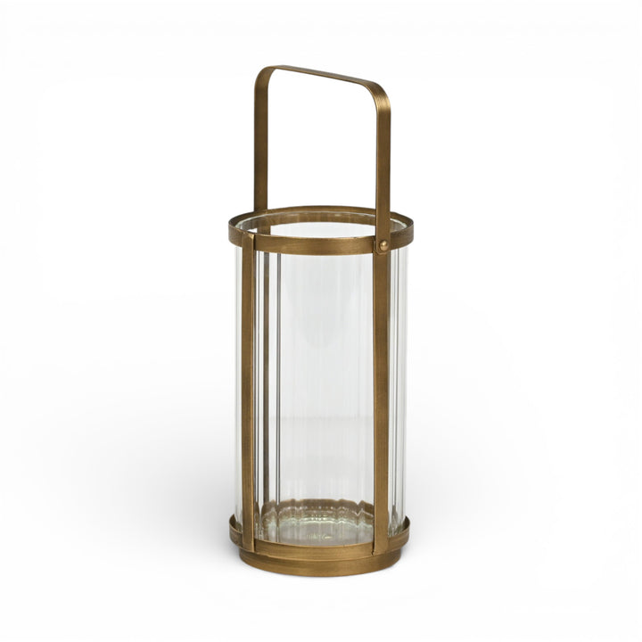6255GD - Vortial Gold Ridged Glass Lantern
