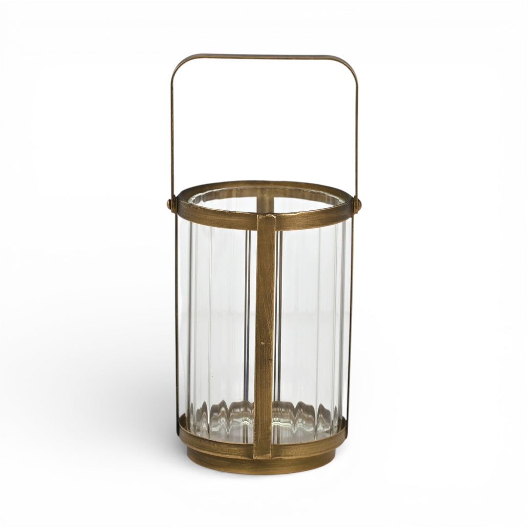 6255GD - Vortial Gold Ridged Glass Lantern