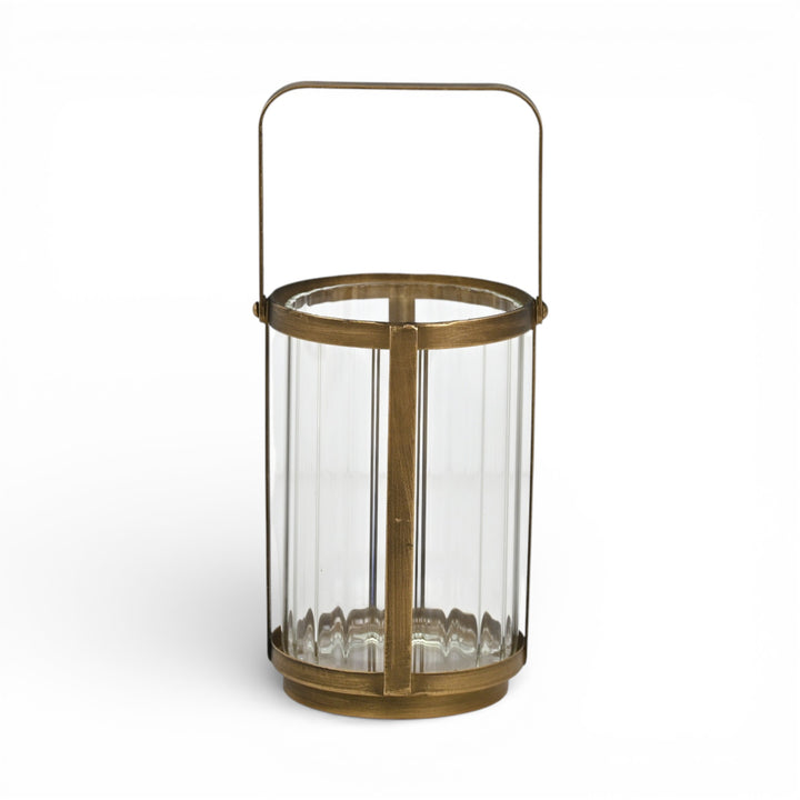 6255GD - Vortial Gold Ridged Glass Lantern