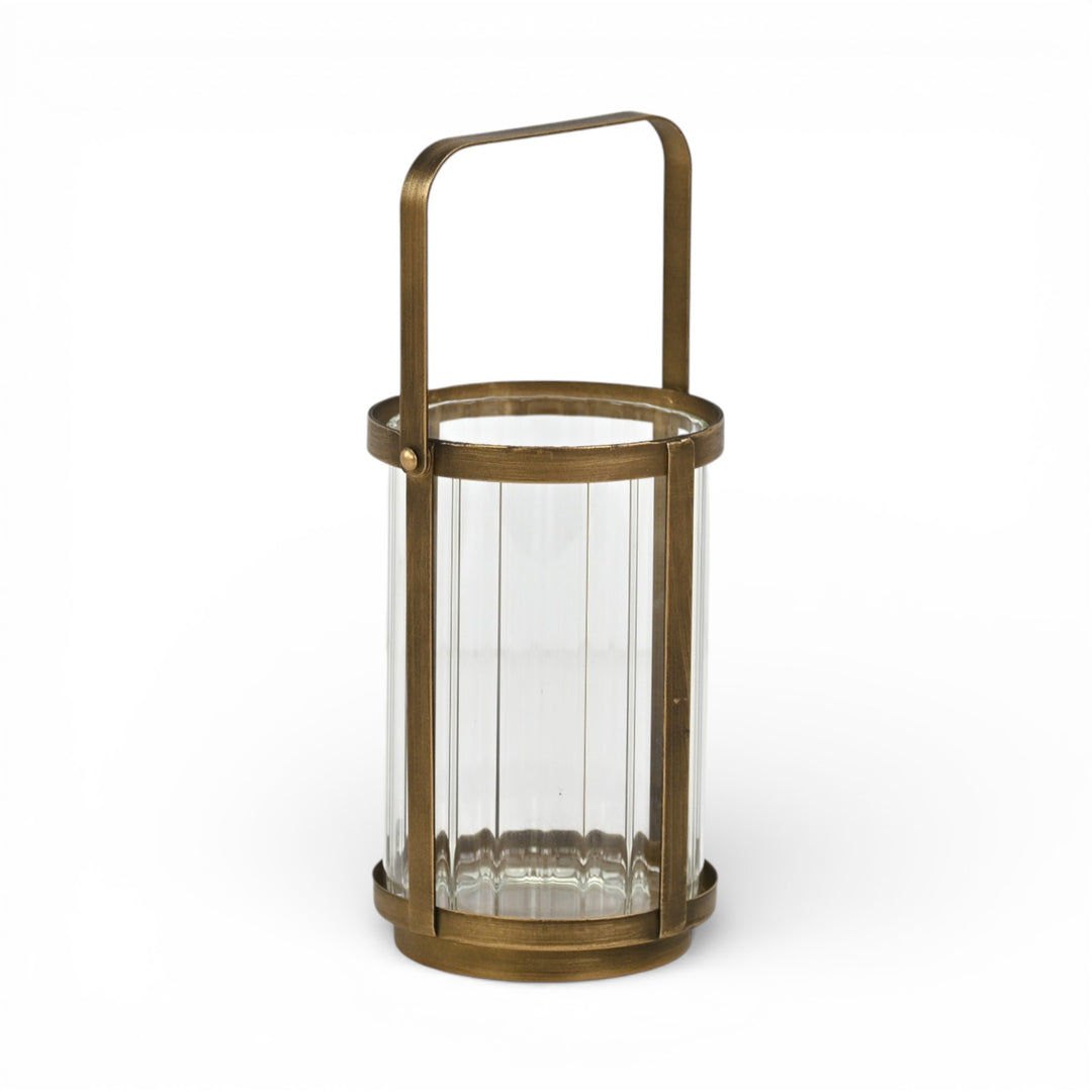 6255GD - Vortial Gold Ridged Glass Lantern