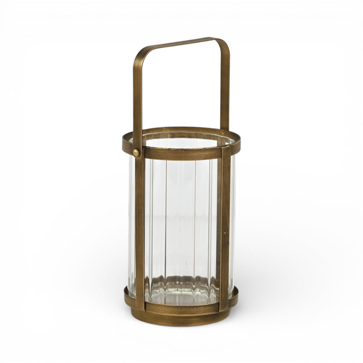 6255GD - Vortial Gold Ridged Glass Lantern