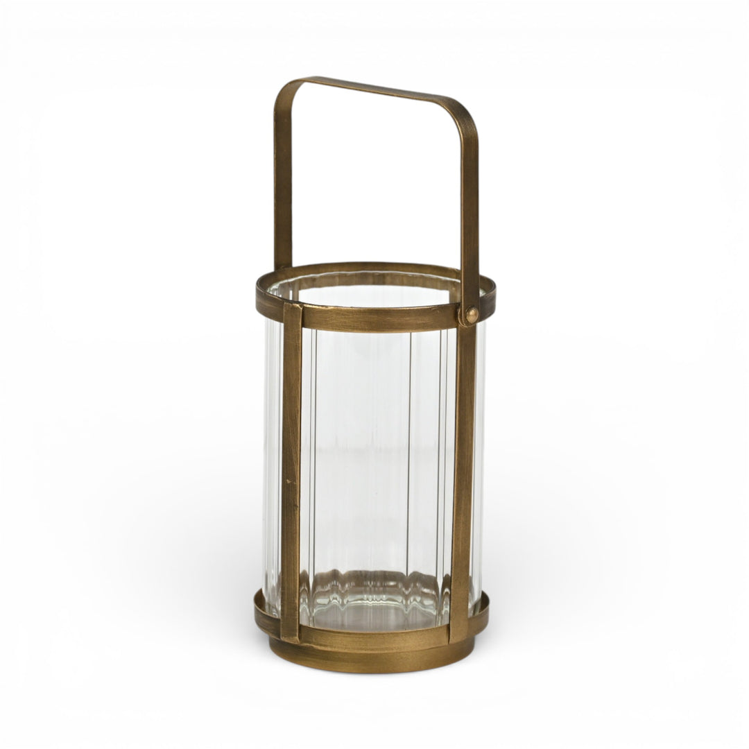 6255GD - Vortial Gold Ridged Glass Lantern