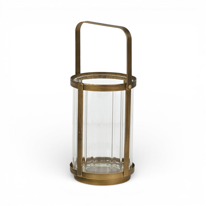 6255GD - Vortial Gold Ridged Glass Lantern