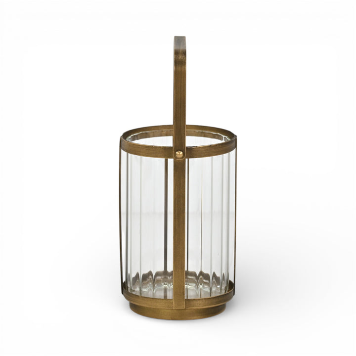 6255GD - Vortial Gold Ridged Glass Lantern