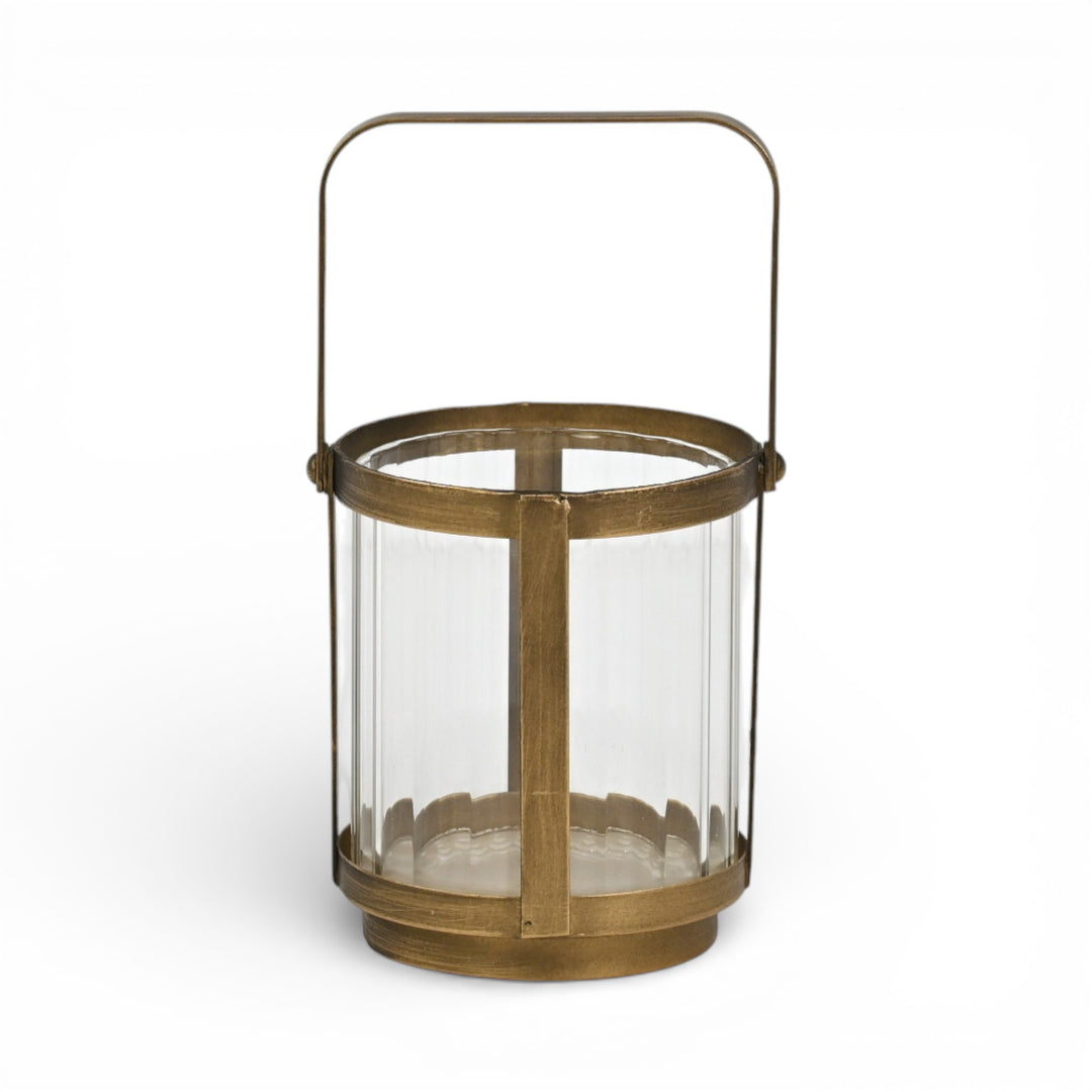 6255GD - Vortial Gold Ridged Glass Lantern
