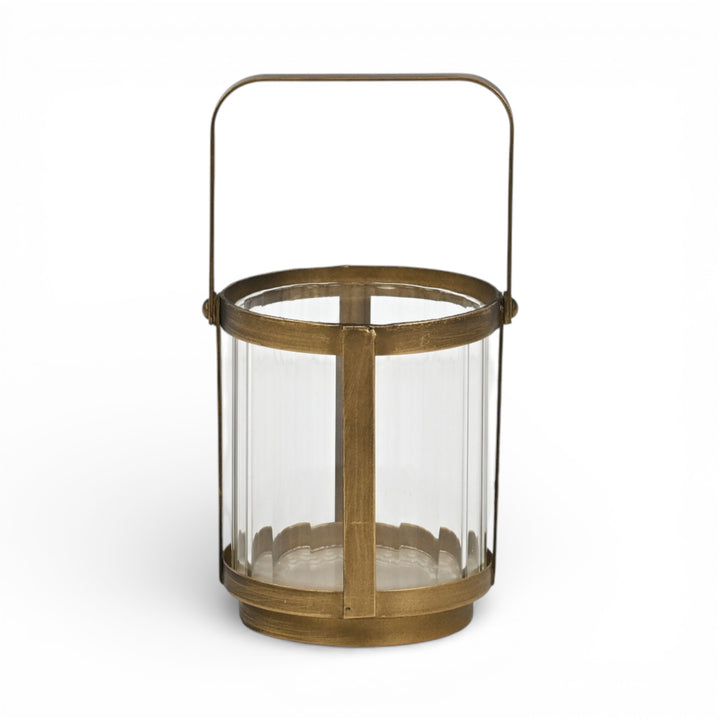 6255GD - Vortial Gold Ridged Glass Lantern