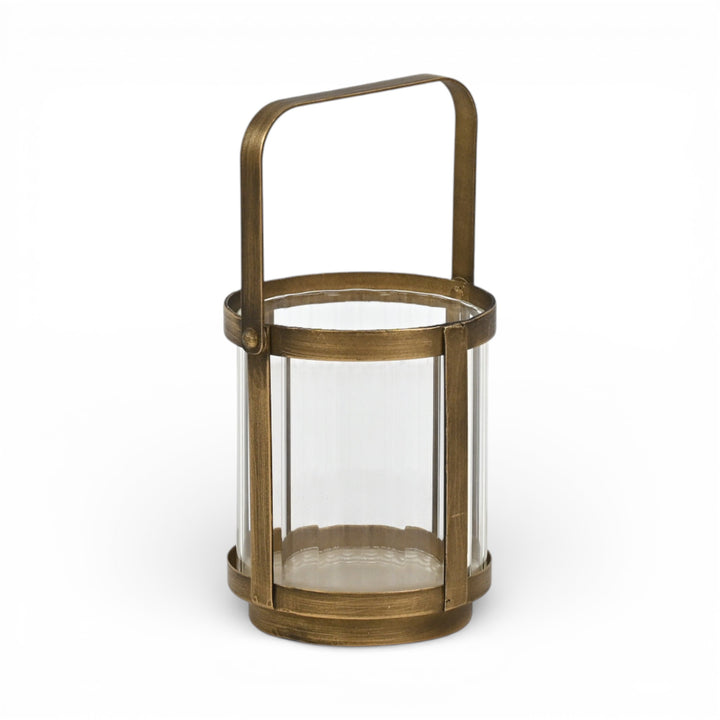 6255GD - Vortial Gold Ridged Glass Lantern