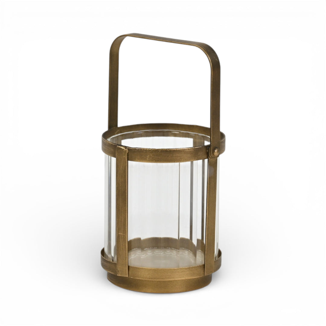 6255GD - Vortial Gold Ridged Glass Lantern