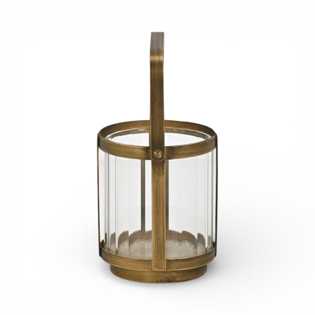 6255GD - Vortial Gold Ridged Glass Lantern