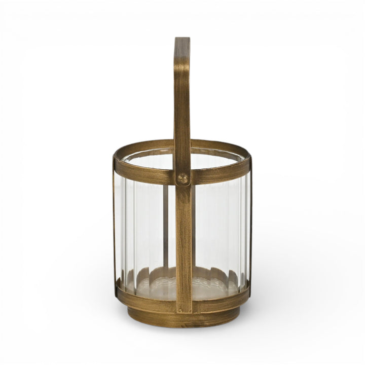 6255GD - Vortial Gold Ridged Glass Lantern