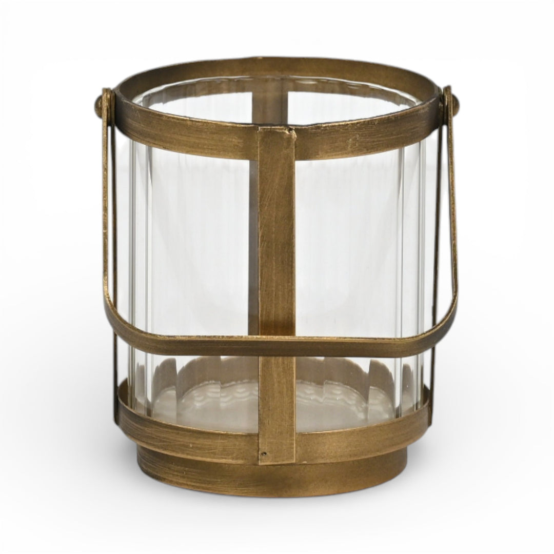 6255GD - Vortial Gold Ridged Glass Lantern