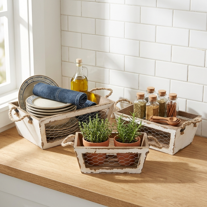 FP-4187-3WT - Irona White Wire Crates