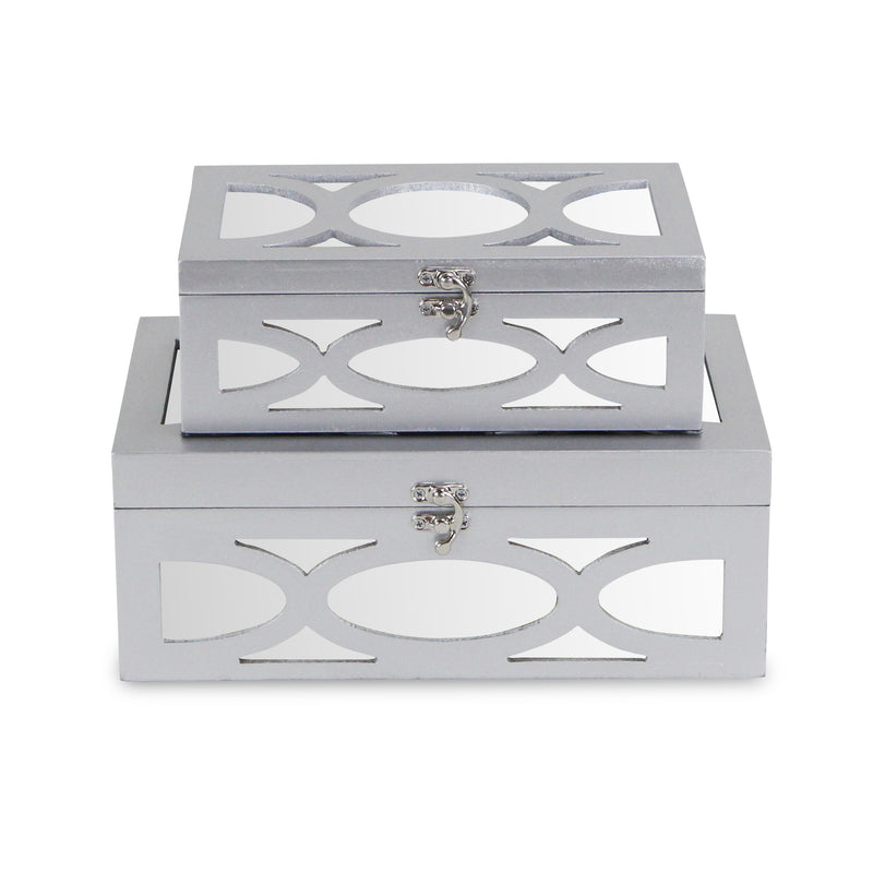 4668-2SV - Harlane Mirrored Silver Boxes