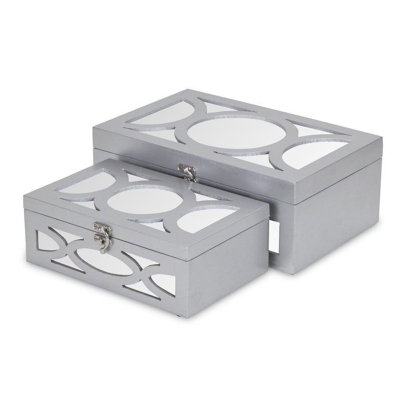 4668-2SV - Harlane Mirrored Silver Boxes