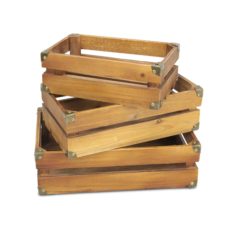 4713-3BR - Caspen Brown Slatted Crates