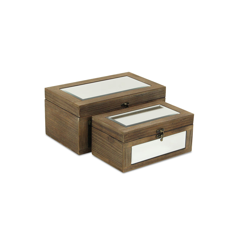 4929-2BR - Larkspur Mirrored Wood Boxes