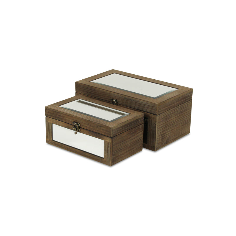 4929-2BR - Larkspur Mirrored Wood Boxes