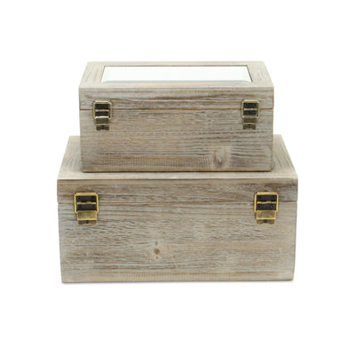 4929-2GR - Larkspur Mirrored Wood Boxes
