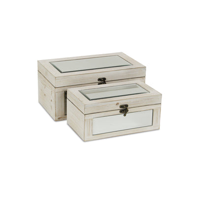 4929-2WT - Larkspur Mirrored Wood Boxes
