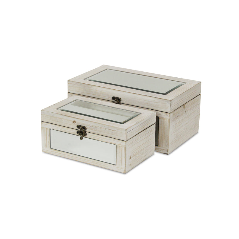 4929-2WT - Larkspur Mirrored Wood Boxes