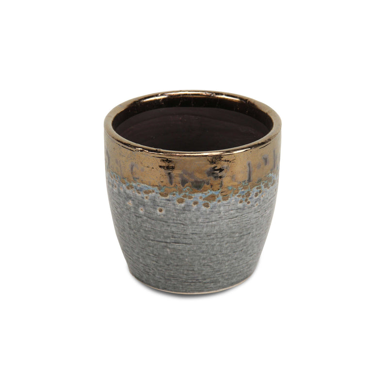 5330GR - Junius Electroplate Ceramic Pot - Gray