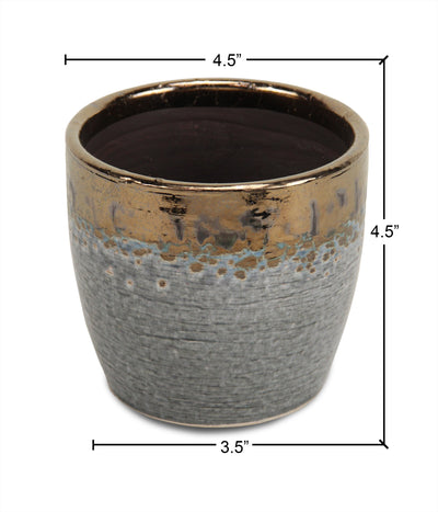 5330GR - Junius Electroplate Ceramic Pot - Gray