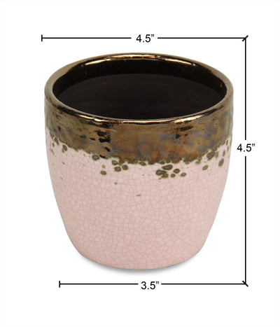 5330PK - Junius Electroplate Ceramic Pot - Pink