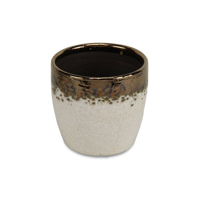 5330WT - Junius Electroplate Ceramic Pot - White