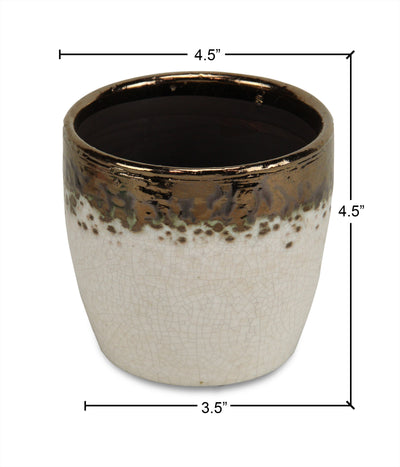 5330WT - Junius Electroplate Ceramic Pot - White