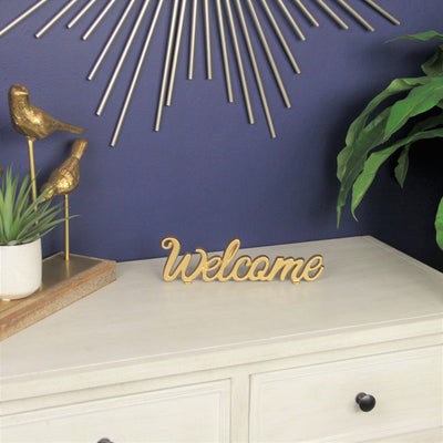 5333GD - Ingrid "Welcome" Cast Iron Décor - Gold