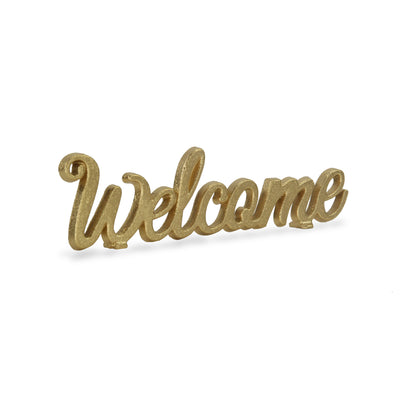 5333GD - Ingrid "Welcome" Cast Iron Décor - Gold