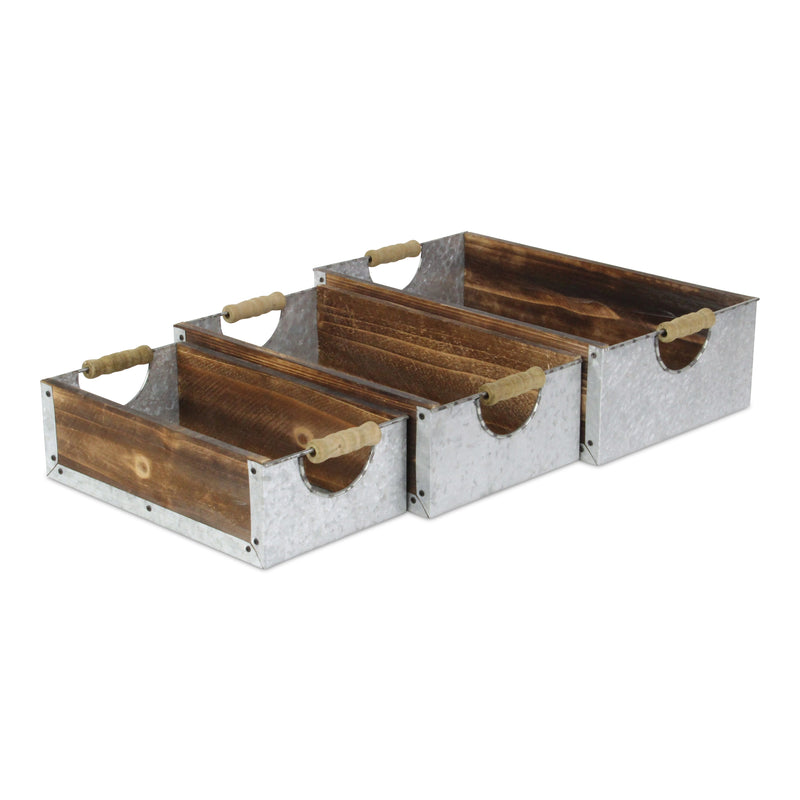 5546-3BR - Albina Rectangular Wood Crates
