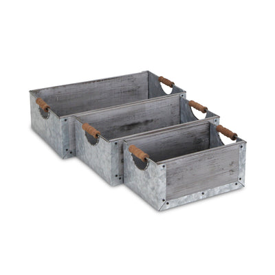 5546-3GW - Albina Rectangular Wood Crates