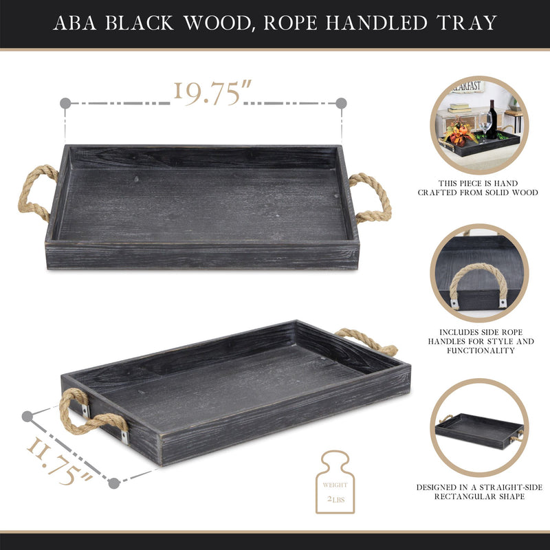 5599BK - Aba Black Wooden Tray