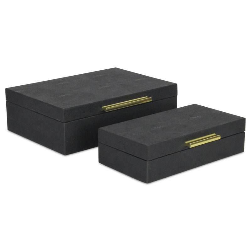 5824-2BK - Lusan Black Shagreen Boxes