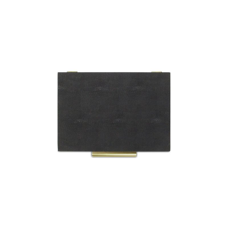 5824-2BK - Lusan Rect Shagreen Boxes -Black