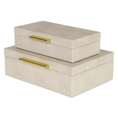 5824-2CR - Lusan Cream Shagreen Boxes