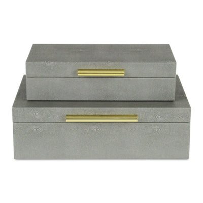 5824-2GR - Lusan Rect Shagreen Boxes - Gray