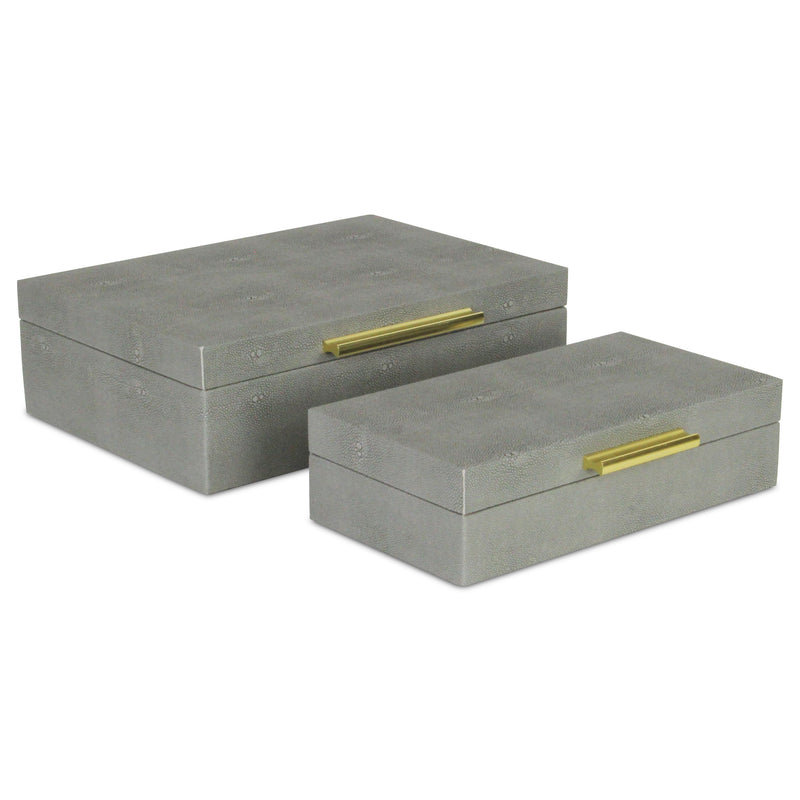 5824-2GR - Lusan Gray Shagreen Boxes