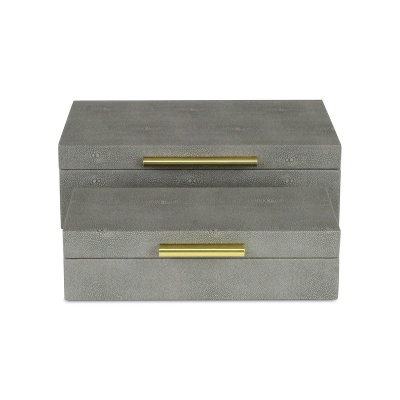 5824-2GR - Lusan Rect Shagreen Boxes - Gray
