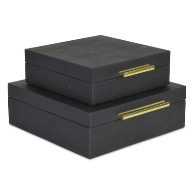 5825-2BK - Lusan Square Shagreen Boxes - Black