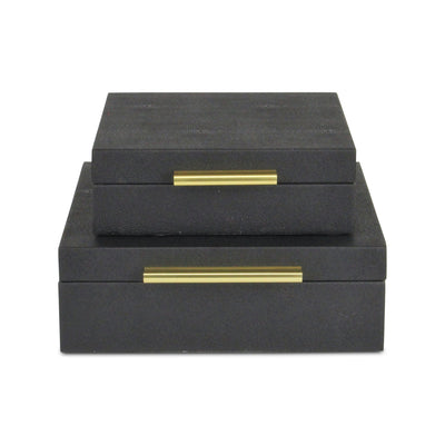 5825-2BK - Lusan Square Shagreen Boxes - Black