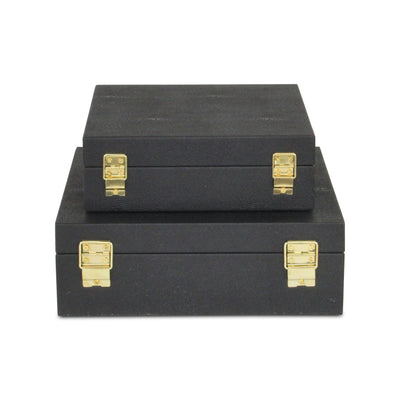 5825-2BK - Lusan Square Shagreen Boxes - Black